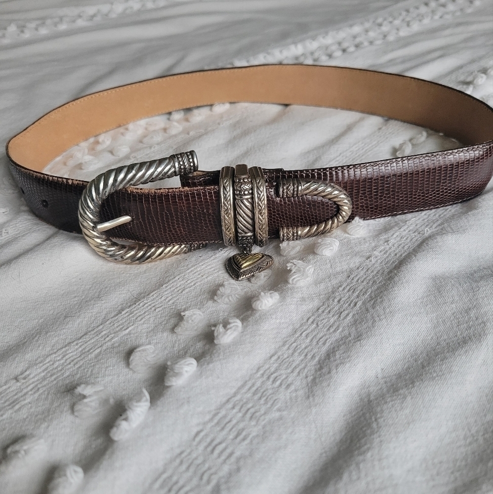 Vintage Brighton Leather Belt with Heart Charm Western